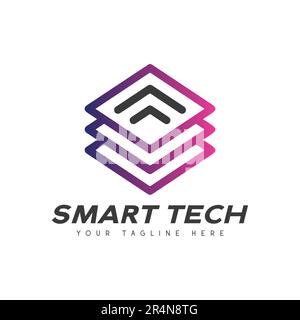 Smart Tech Logo Design IT Security Logotype Cyberspace Stock Vector