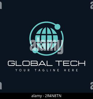 Global Tech Logo Design IT Security Logo Design Stock Vector