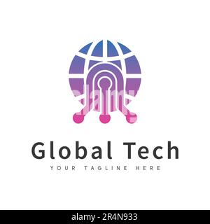 Global Tech Logo Design IT Security Logo Design Stock Vector