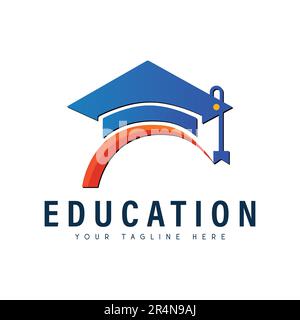 Education Logo Design Books graduation cap Logotype Global academy logo Stock Vector