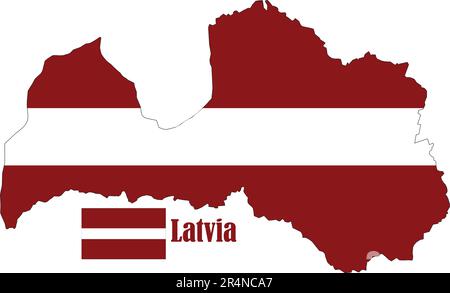 Latvia Map and Flag Stock Vector