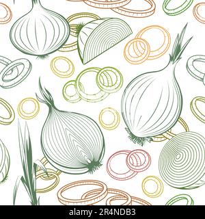 Onion outline sketch seamless pattern Stock Vector