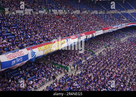 Yokohama F. Marinos fans at Nissan Stadium Stock Photo