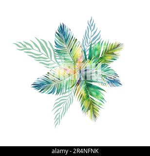 watercolor palm leaves abstraction. Vector illustration Stock Vector
