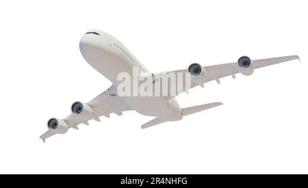 Large passenger airplane isolated on transparent background. 3d rendering. Stock Photo