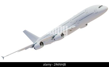 Large passenger airplane isolated on transparent background. 3d rendering. Stock Photo