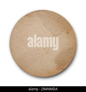 Front view of blank round cardboard beer coaster isolated on white background. Stock Photo