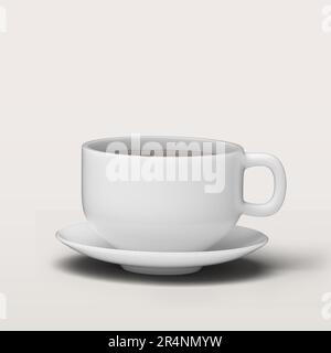 Clear white cup for coffee or tea isolated on white background. Stock Photo