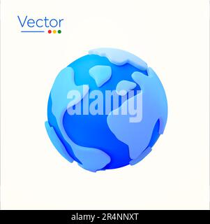 3d earth designed with minimalism style, isolated on background. Objects for travel, globe, world, nature, space. 3d vector illustration. Vector illustration Stock Vector