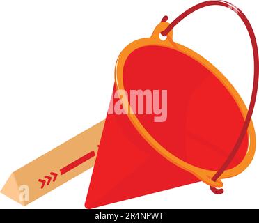 Firefighter equipment icon isometric vector. Red fire bucket near postal package. Firefighter tool, emergency Stock Vector