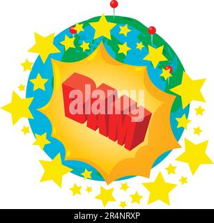 Bam icon isometric vector. Planet earth and speech bubble with inscription bam. Comic speech bubble Stock Vector