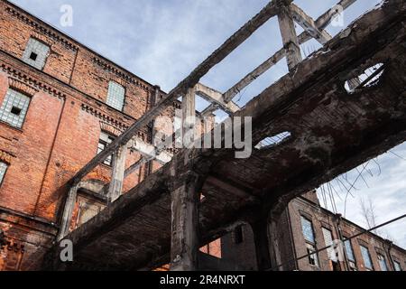 Exterior of an old abandoned industrial building in Saint-Petersburg, Russia Stock Photo