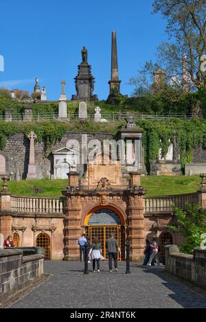 Glasgow Necropolis, historic Victorian cemetery in Glasgow, Scotland, United Kingdom. Stock Photo