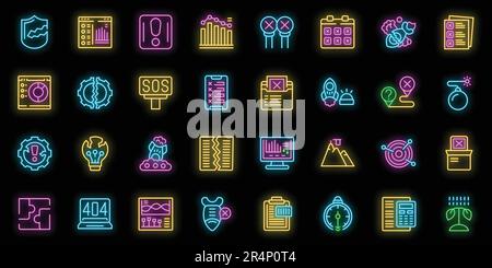 Failed startup icons set outline vector. Broken crash. Rocket down ...