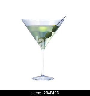 Martini cocktail with olives isolated on white background. Stock Photo