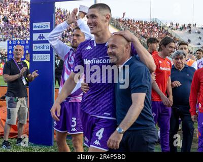 Fans of Fiorentina during the italian soccer Serie A match ACF Fiorentina  vs Hellas Verona FC on March 06, 2022 at the Artemio Franchi stadium in  Florence, Italy (Photo by Valentina Giannettoni/LiveMedia/Sipa