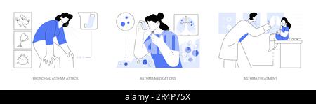 Bronchial asthma abstract concept vector illustrations. Stock Vector