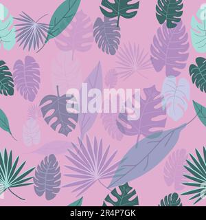 Seamless abstract hand drawn trendy Spring and Summer tropical leaf design pattern for fabric, prints, covers, textiles and more.  Floral background v Stock Vector