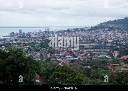 View overlooking the city of Freetown in Sierra Leone, West Africa Stock Photo