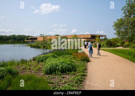 The Welcome building at RHS Bridgewater, Worsley Greater Manchester, England. Stock Photo