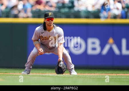 Pittsburgh Pirates Connor Joe (2) bats during a spring training baseball  game against the Baltimore Orioles on March 8, 2023 at Ed Smith Stadium in  Sarasota, Florida. (Mike Janes/Four Seam Images via