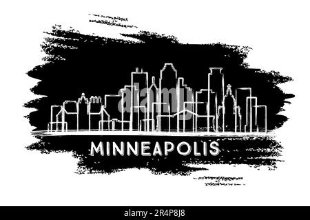 Minneapolis Minnesota City Skyline Silhouette. Hand Drawn Sketch. Business Travel and Tourism Concept with Modern Architecture. Vector Illustration. Stock Vector