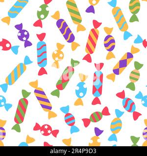 Color candy seamless pattern on white background. Stock Vector