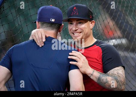 Minnesota Twins catcher Christian Vazquez looks on in between batters  against the Seattle Mariners during a baseball game, Tuesday, July 18,  2023, in Seattle. (AP Photo/Lindsey Wasson Stock Photo - Alamy