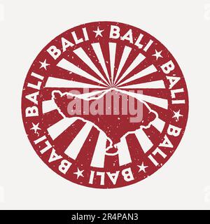 Bali stamp. Travel red rubber stamp with the map of island, vector illustration. Can be used as insignia, logotype, label, sticker or badge of the Bal Stock Vector