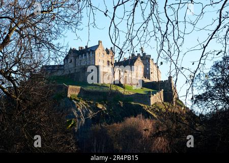 Edinburgh Castle in winter sunshine, Scotland, UK Stock Photo