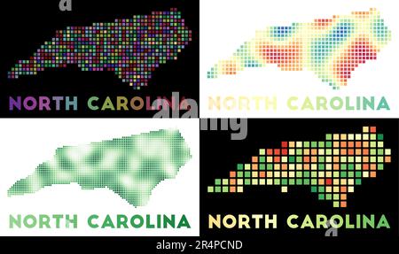 Map of North Carolina filled with the state flag Stock Photo - Alamy
