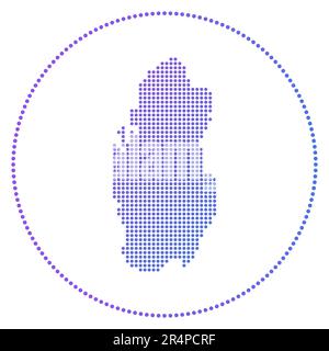 Qatar digital badge. Dotted style map of Qatar in circle. Tech icon of the country with gradiented dots. Authentic vector illustration. Stock Vector