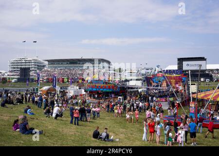 A general view of Epsom racecourse on Derby Day Stock Photo