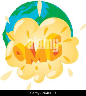 Omg icon isometric vector. Planet earth and speech bubble with inscription omg. Comic speech bubble Stock Vector
