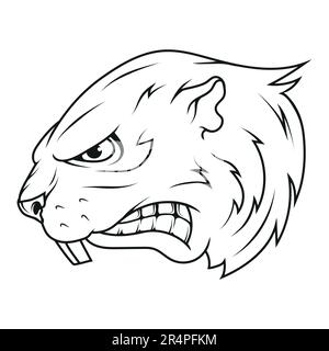 Beaver. Vector illustration of a sketch an angry beaver with two sharp teeth and a huge tail Stock Vector