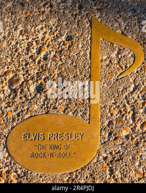 Elvis Presley music plaque on the Music Walk of Fame, Memphis, Tennessee, USA. Stock Photo
