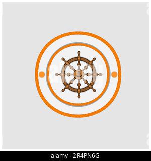 Happy Columbus Day America With Columbus ship Wheel and Ancor on Rope, celebration holiday poster, Vector and Illustration. Stock Vector