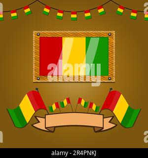 Vector Illustration of Pattern Equatorial Guinea Flags and Dark Green Color Background. Stock Vector