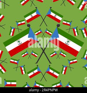 Vector Illustration of Pattern Equatorial Guinea Flags and Dark Green Color Background. Stock Vector