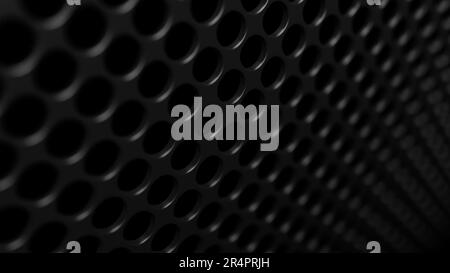 Abstract black background. Metal grill. Dots. Circle. 3d illustration. Stock Photo