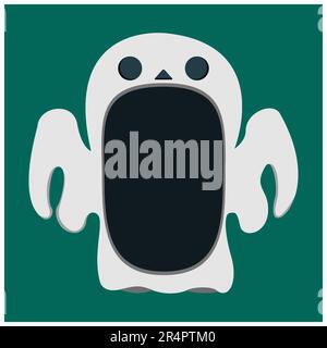 Halloween character design with  Big Ghost Character Head  and Open mouth , Vector and Illustration. Stock Vector