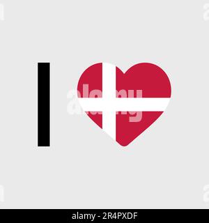 I love Denmark country flag vector icon illustration Stock Vector