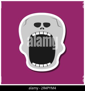 Monster stickers With Halloween Skeleton. Purple Background. Flat design. Halloween symbols. Vector and Illustration. Stock Vector