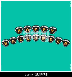 Happy Halloween Text On Scream Head Character. Vector And Illustration Stock Vector