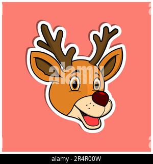 Animal Face Sticker With Dee Character Design. Vector and Illustration Stock Vector