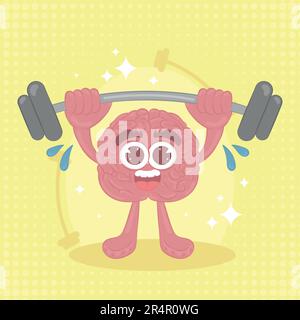 Cute brain cartoon doing exercise Stock Vector Image & Art - Alamy