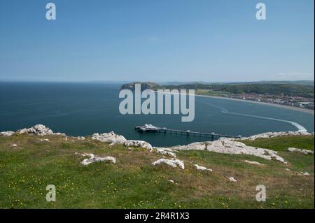 Llandudno Beach and City - View from the Great Orme, Conwy County, North Wales Stock Photo