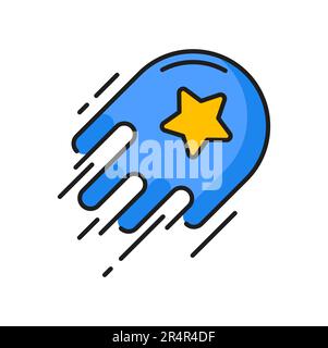 Ricing loyalty point star icon of special benefits, bonuses or prize reward. Vector customer loyalty incentive program isolated color line symbol with gold star, earn and collect bonus points Stock Vector