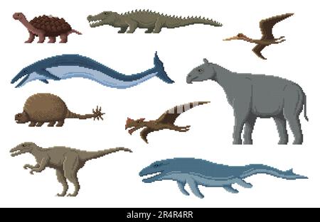 Personagens Dinossauro Pixel Pixel Bit Arte Jogo Dino Animais Dryosaurus  imagem vetorial de Seamartini© 659236064