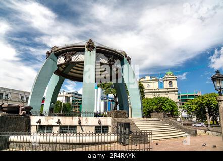 Central Park with kiosk and cathedral in San Jose the capital of Costa Rica Stock Photo